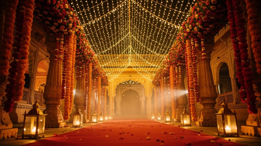 Wedding Entrance Passage with Fairy Lights