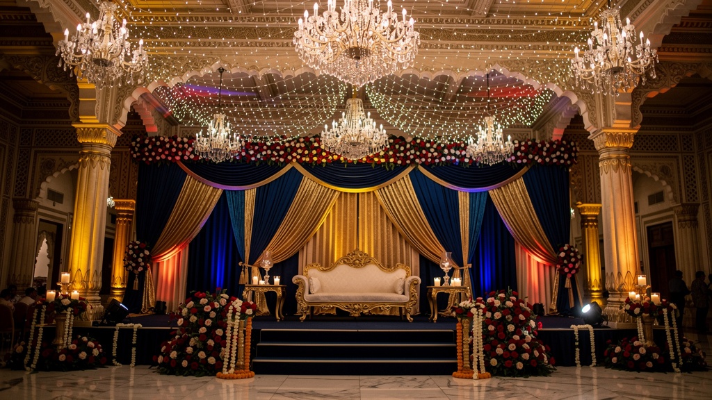 Magnificent Wedding Stage Decoration with Lighting